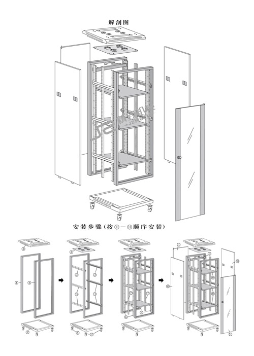 网络机柜及服务器机柜组装结构图