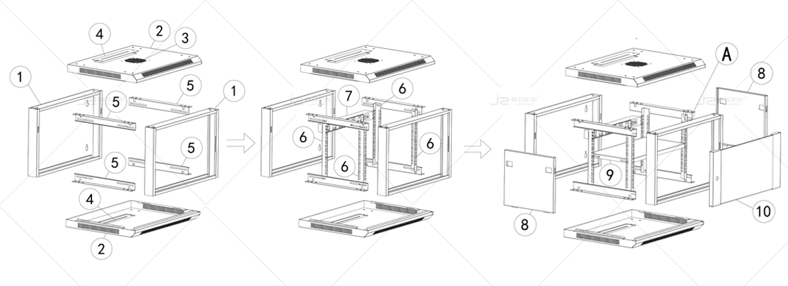 9U挂墙机柜安装图